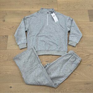 ALO Yoga Accolade Set Quarter Zip and Sweatpants Light Gray Unisex